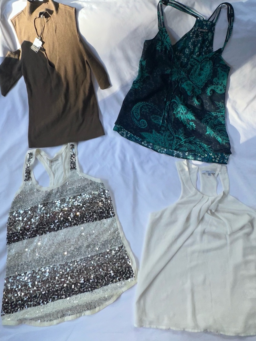 Express Teal Green Paisley V-Neck Camisole